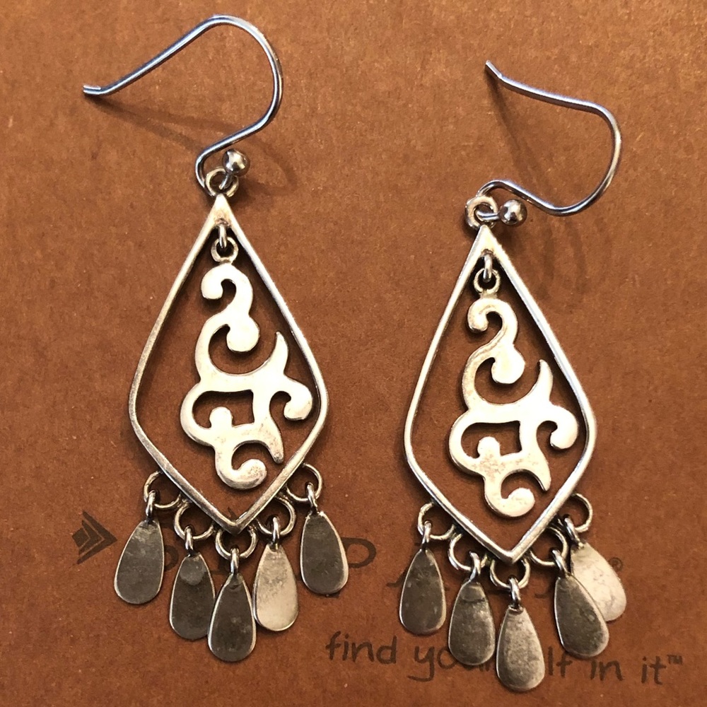 Vintage Silpada Sterling Silver Scroll Chandelier Earrings W1196